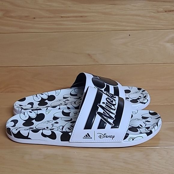 adidas | Shoes | Adidas Adilette Comfort Slides Mickey Mouse Disney Sandal White Black Shoe Gw5 